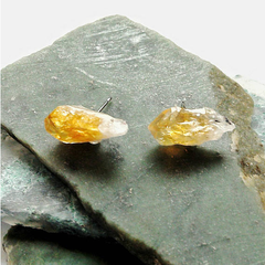 Raw Citrine Stud Earrings