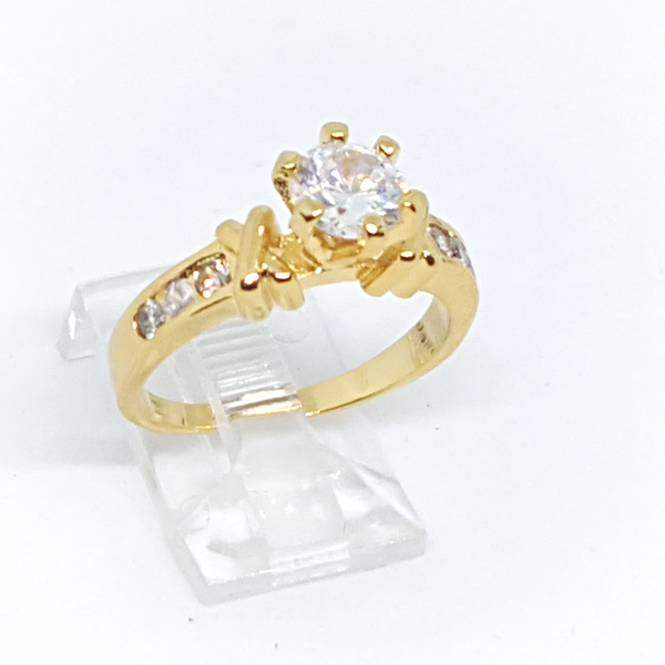 1-3105-h2 Gold Overlay Solitaire CZ Ring. (3 colors available).