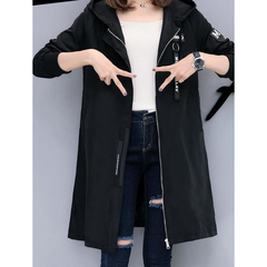 Womens Casual Hooded Zipped Up Jacket in Black