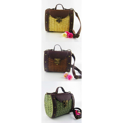 Womens Vintage Look Wicker Straw Handbag