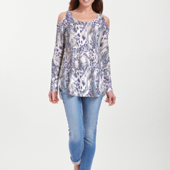 Abstract Leopard (7647) ~ Cold Shoulder Tunic