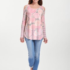Corsage Pink (10153) ~ Cold Shoulder Tunic