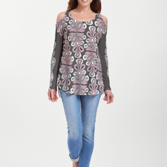 Frills Black (20361) ~ Cold Shoulder Tunic