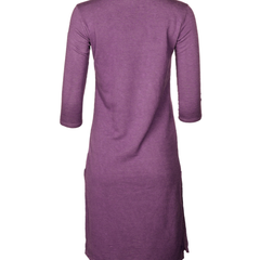 La Brea- Women's Crew Neck Slub Fleece Tunic 3/4 Sleeve Sweatshirt With Slits
