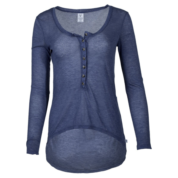 Adams- Women's Crew Neck Soft Premium Long Sleeve tee with Buttons