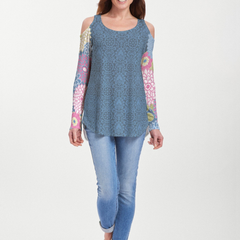 Happy Blue (13121) ~ Cold Shoulder Tunic