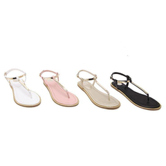 Womens Summer Black Flip Flops Faux Leather Sandals