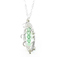 5 Peas In A Pod Sterling Silver Wire Wrapped Gemstone Necklace