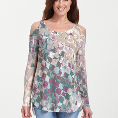 Crackle Mint (2870) ~ Cold Shoulder Tunic