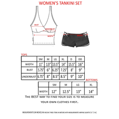Women's USA Flag Tankini & String Shorts 2-Piece Swimwear Sizes S to DD