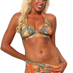 Women's Orange True Timber Halter Top & Hot Shorts Swimwear