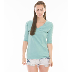 Chrissey Womens 3/4 Sleeve Stylish Football V-Neck Soft Premium Tee Shirt