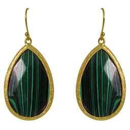 Zirconite Large MalachiteTear Drop Earring