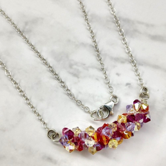 Beaded Multi Color Spring Blossom Crystal Necklace