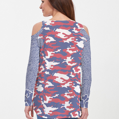 Camo-Floral RWB (9242) ~ Cold Shoulder Tunic