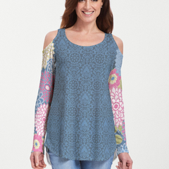 Happy Blue (13121) ~ Cold Shoulder Tunic