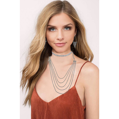 Beaded Sterling Silver Bib Necklace