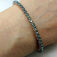 Stackable Adjustable Turquoise Crystal  Wire Wrapped Rhinestone Bangle