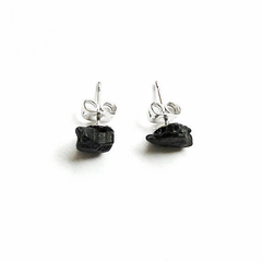 Raw Black Tourmaline Stud Earrings