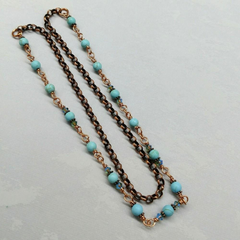 24 inches Wire Wrapped Chinese Turquoise Crystal Gemstone Necklace