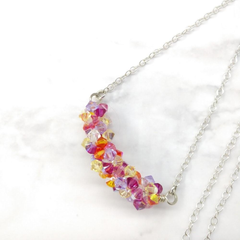 Beaded Multi Color Spring Blossom Crystal Necklace
