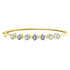 14K Yellow Gold 2.75ct.TDW Baguette-cut Diamond and Tanzanite Bangle (H-I, VS2-SI1)