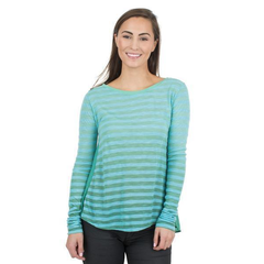 Diane Women's Boyfriend-Fit Dip Dyed Crew Neck Soft Premium Long Sleeve with Stripes