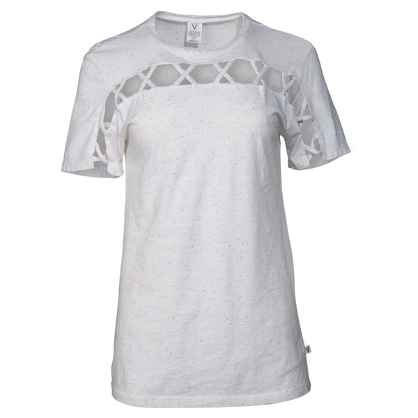 Avalon- Women's Short Sleeve Crew Neck Square Hole Premium Tee Shirt