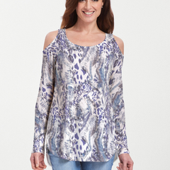 Abstract Leopard (7647) ~ Cold Shoulder Tunic