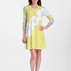 Poppy Chartreuse (7146) ~ V-neck Swing Dress