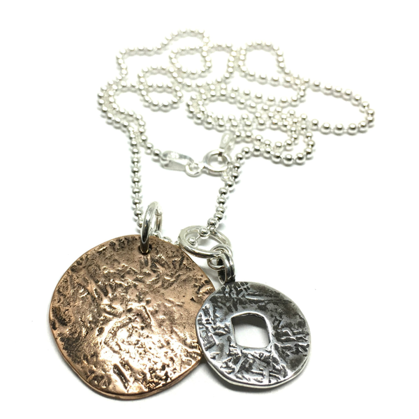Ancient Coin Charm Necklace on 20" Ball Chain