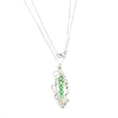 5 Peas In A Pod Sterling Silver Wire Wrapped Gemstone Necklace