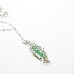 5 Peas In A Pod Sterling Silver Wire Wrapped Gemstone Necklace