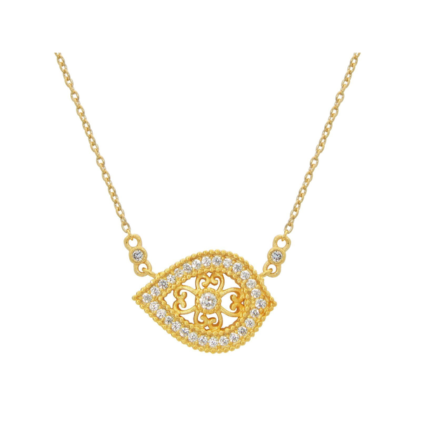 Antique Sparkling Eye Pendant Necklace in Vermeil, 16" + 2" Extender