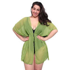 Plus Size Chiffon Open Front Swimwear Cover-up Beach Dress Made in the USA