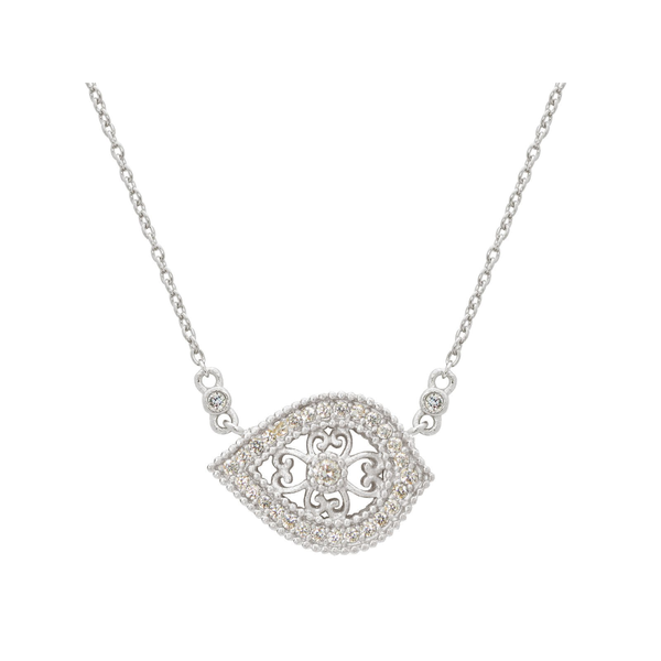 Antique Sparkling Eye Pendant Necklace in Sterling Silver, 16" + 2" Extender