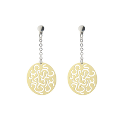 Sterling Silver Earring Dangling  Filigree Discs Gold Plated  .75"X.75"  Gold Plated 2"