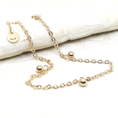 4-3307-h2 Gold Plated over Steel Ball Charms Anklet. 10"