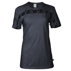 Avalon- Women's Boyfriend-Fit Short Sleeve Crew Neck Square Hole Premium Tee Shirt